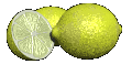 a transparent gif of 3 lemons. one is in the background, second one is sliced in half sitting still and the last one is whole and rolling back and forth